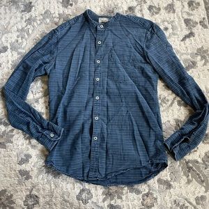 AEO premium indigo blue button up long sleeve XS